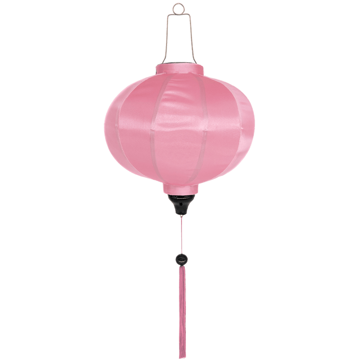 Round light pink Vietnamese silk lanterns handmade in Quang Nam, Hoi An.