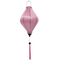 Tube shape silk lantern handmade using steel, bamboo and plain pink silk fabric with pink tassel for sale at our hoi an lantern shop.