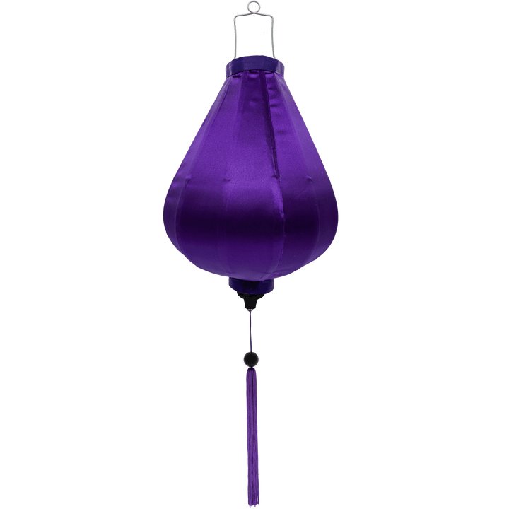 Garlic shape dark purple plain colour Vietnamese lantern hand made in Hoi An.