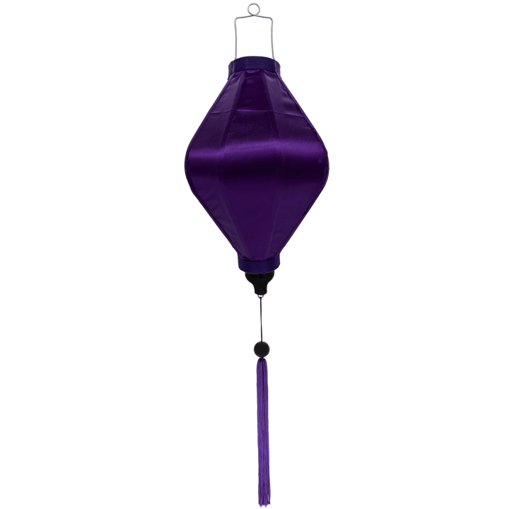 Tube shape dark purple plain colour Vietnamese lantern hand made in Hoi An.