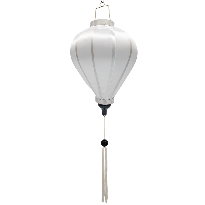 Balloon shape plain white Vietnamese silk lantern. Perfect for weddings and special events.