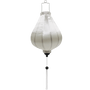 Garlic shape white plain silk Vietnamese lantern with white tassel.
