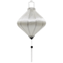 Lozenge shape white plain silk Vietnamese lantern with white tassel.