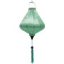 A mint green Teardrop shaped lantern with matching mint green tassel.