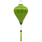 Vietnamese lantern made with steel, bamboo and neon green fabric in a balloon shape with tassel.