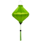 Lozenge shape Vietnamese lantern made with steel, bamboo and neon green fabric with tassel.