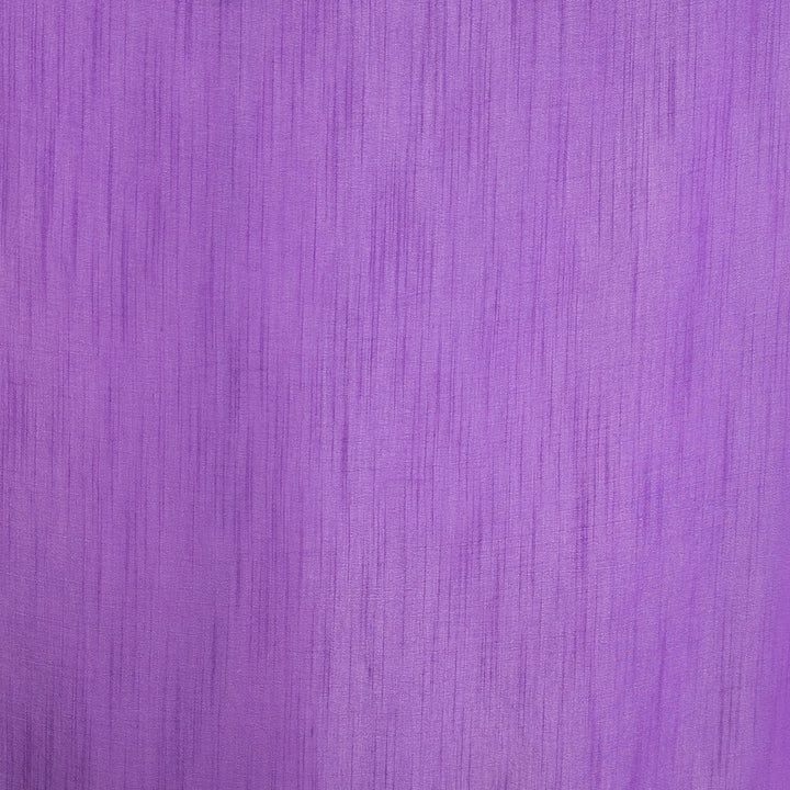 A close-up of a purple textured polyester linen fabric with a fine vertical striated pattern.