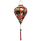 Balloon shape Vietnamese lantern featuring an intricate arrangement of multicolored flowers outlined in gold. 