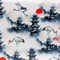 Polyester silk fabric with red-crowned cranes and pagodas, with crimson red sun on white background.