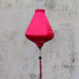 Red plain silk Vietnamese lantern handmade in Hoi An in Teardrop shape with red tassel.