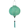 Round sea green Vietnamese jacquard silk lantern with tassel