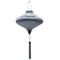 UFO shaped Vietnamese Hoi An Lantern with grey tassel in grey polyester silk fabric.