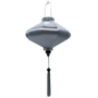 UFO shaped Vietnamese Hoi An Lantern with grey tassel in grey polyester silk fabric.