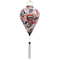 A balloon shaped lantern featuring entwined red serpentines and black dragons surrounded by lanterns, symbols, and swirls against white background.