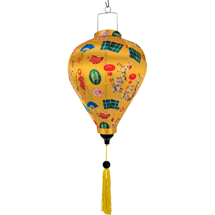 Chim én xanh trên đèn lồng vàng