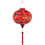 Lunar New Year Vietnamese Silk Lantern with festive patterns on a red background