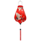Garlic shaped Vietnamese lantern with red-headed cranes flying and swooping around small pink and white cherry blossoms on a bold red background.