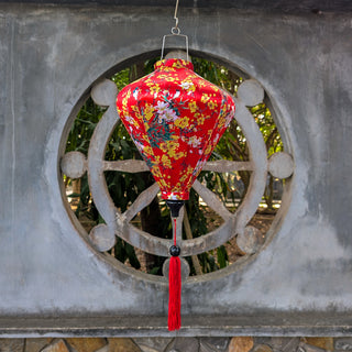 Yellow Flowers on Red Lantern
