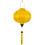 Round Yellow Jacquard silk lantern with a matching tassel.