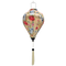 A balloon shaped Vietnamese silk lantern with cream tassel featuring a print of graceful cranes, vibrant chrysanthemums, and delicate dragonflies on cream background.