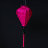 balloon shaped lantern made with hot pink jacquard silk fabric and bright pink tassel