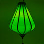 Glowing Teardrop shape green silk lantern.
