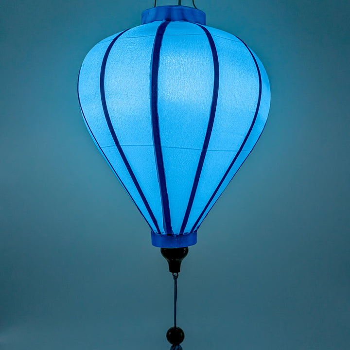 Glowing blue lantern with blue hue.