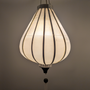 Glowing garlic shaped white plain Vietnamese silk lantern.