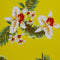 Yellow polyester silk fabric with Hibiscus flower print used to created Hoi An Lanterns.